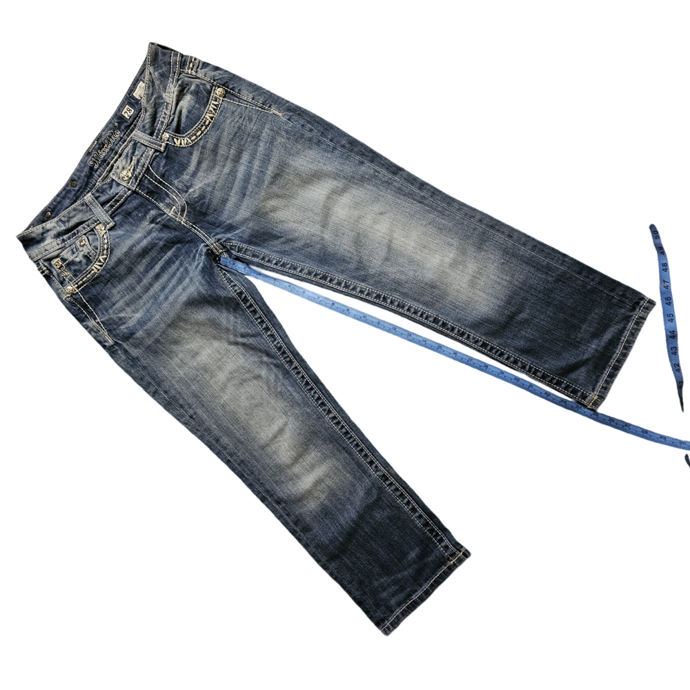 Miss Me Blue Cropped Jeans with Vintage Wash - Picture 5 of 7